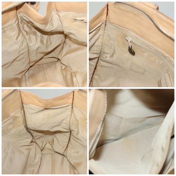 CHANEL COCO Mark Tote Bag Lamb Skin Beige Silver CC Auth 132122 - Picture 16 of 16